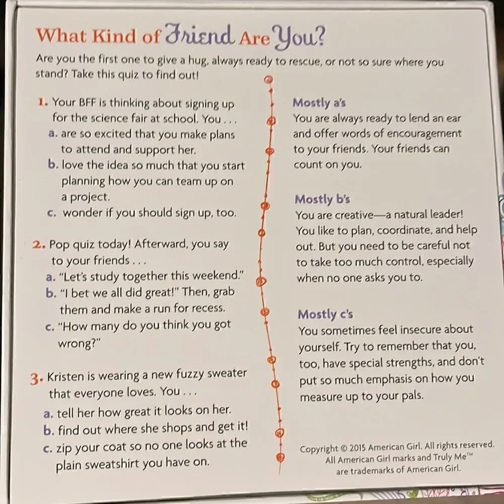American Girl Truly Me Choose an Activity